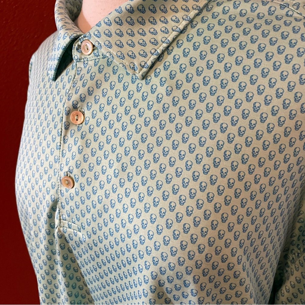 Peter Millar Men’s Summer‎ Comfort Skull Print All Over Golfing Performance Polo - Picture 3 of 5